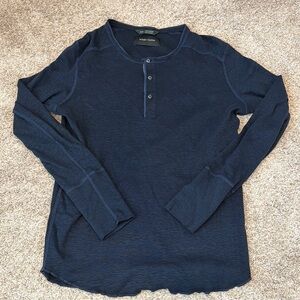 Men's Navy Long Sleeve Henley Shirt